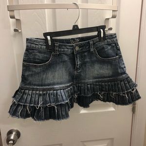 JouJou Ruffle Denim Mini Skirt